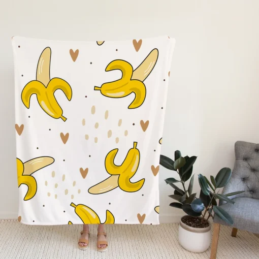 Banana Love Pattern Fleece Blanket