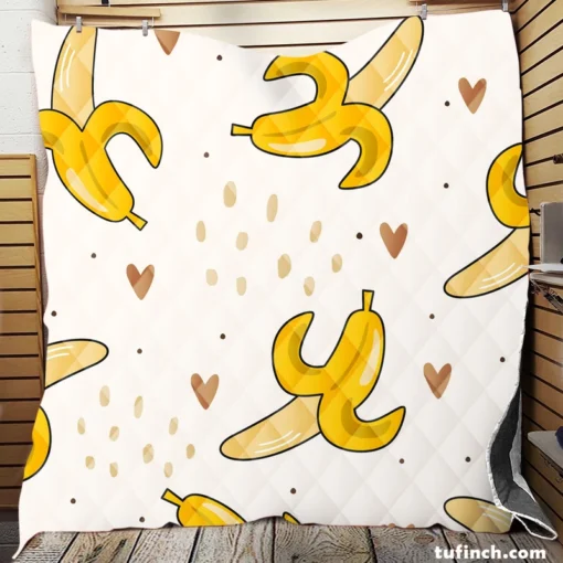 Banana Love Pattern Quilt Blanket