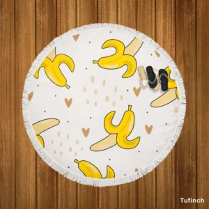 Banana Love Pattern Round Beach Towel