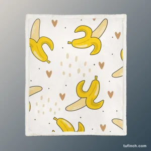 Banana Love Pattern Sherpa Fleece Blanket 1