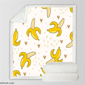 Banana Love Pattern Sherpa Fleece Blanket