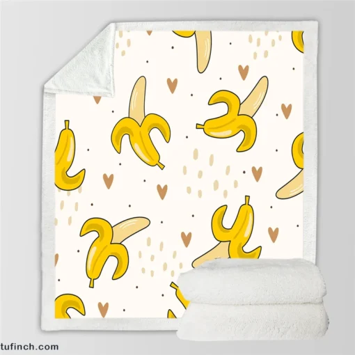 Banana Love Pattern Sherpa Fleece Blanket