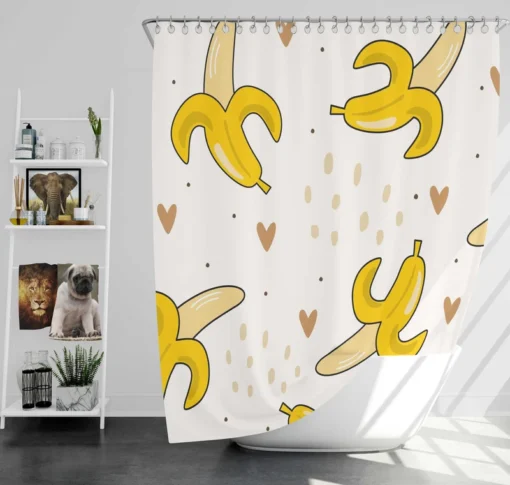 Banana Love Pattern Shower Curtain