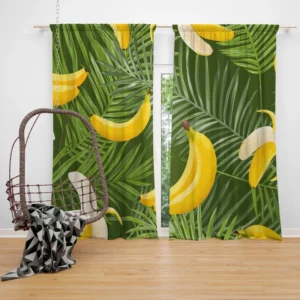 Banana Palm Leaf Pattern Curtain