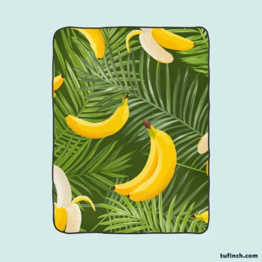 Banana Palm Leaf Pattern Fleece Blanket 1