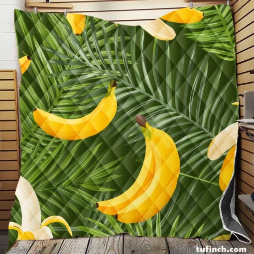 Banana Palm Leaf Pattern Quilt Blanket