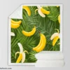 Banana Palm Leaf Pattern Sherpa Fleece Blanket