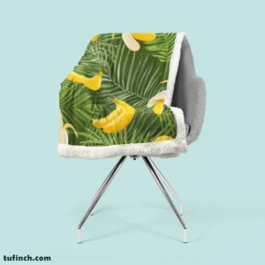 Banana Palm Leaf Pattern Sherpa Fleece Blanket 2