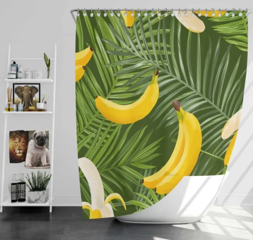 Banana Palm Leaf Pattern Shower Curtain