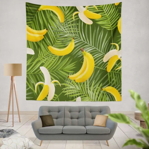 Banana Palm Leaf Pattern Wall Tapestry