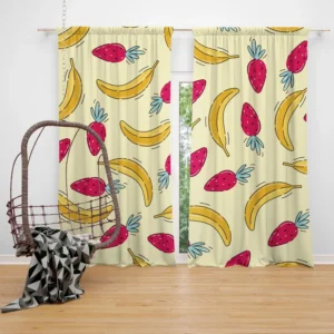 Banana Strawberry Pattern Curtain