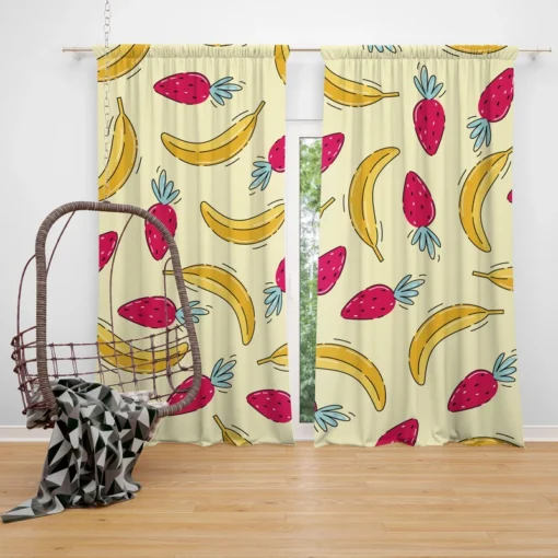 Banana Strawberry Pattern Curtain