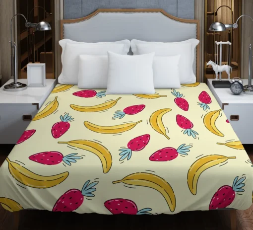 Banana Strawberry Pattern Duvet Cover