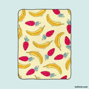 Banana Strawberry Pattern Fleece Blanket 1