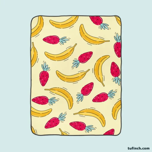 Banana Strawberry Pattern Fleece Blanket 1