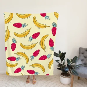 Banana Strawberry Pattern Fleece Blanket