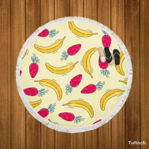 Banana Strawberry Pattern Round Beach Towel