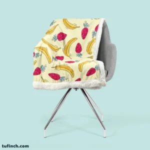 Banana Strawberry Pattern Sherpa Fleece Blanket 2