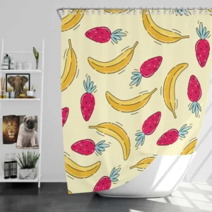 Banana Strawberry Pattern Shower Curtain