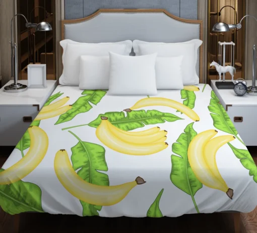 Bananas Banana Leaves Duvet Cover