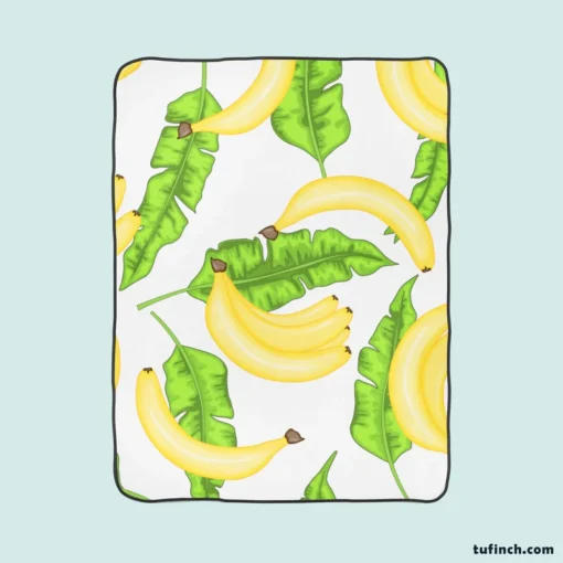 Bananas Banana Leaves Fleece Blanket 1