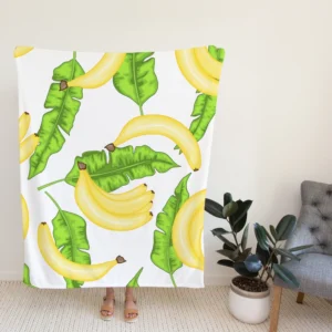 Bananas Banana Leaves Fleece Blanket