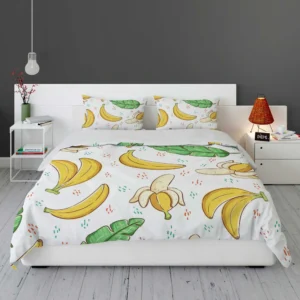 Bananas Banana Leaves Pattern Bedding Set 1