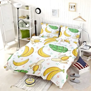 Bananas Banana Leaves Pattern Bedding Set