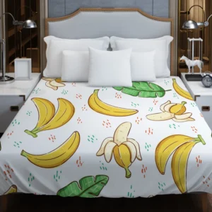 Bananas Banana Leaves Pattern Duvet Cover