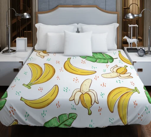 Bananas Banana Leaves Pattern Duvet Cover