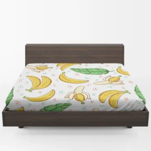 Bananas Banana Leaves Pattern Fitted Sheet 1