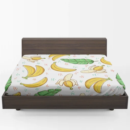 Bananas Banana Leaves Pattern Fitted Sheet 1