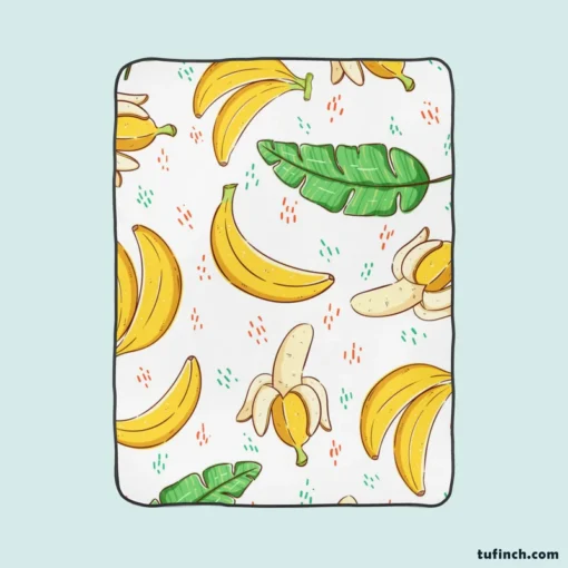 Bananas Banana Leaves Pattern Fleece Blanket 1