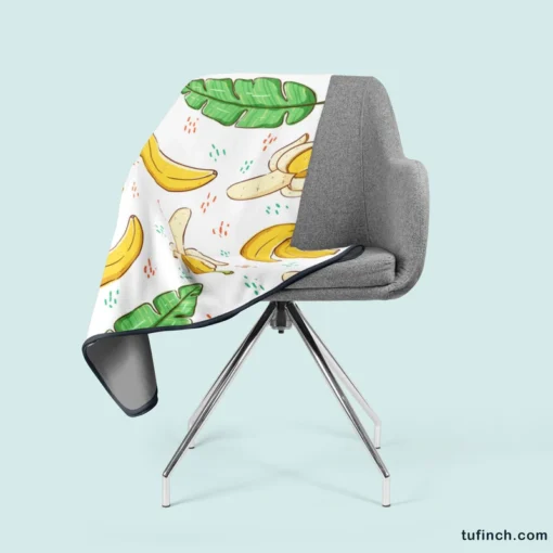 Bananas Banana Leaves Pattern Fleece Blanket 2