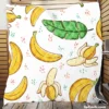 Bananas Banana Leaves Pattern Quilt Blanket