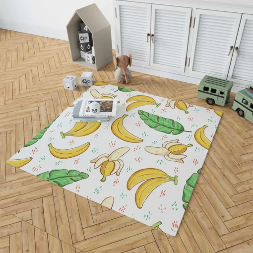 Bananas Banana Leaves Pattern Rug 1