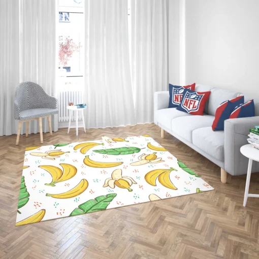 Bananas Banana Leaves Pattern Rug 2