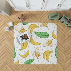 Bananas Banana Leaves Pattern Rug