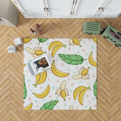 Bananas Banana Leaves Pattern Rug