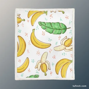 Bananas Banana Leaves Pattern Sherpa Fleece Blanket 1