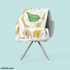 Bananas Banana Leaves Pattern Sherpa Fleece Blanket 2