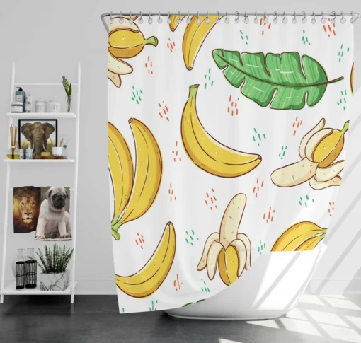 Bananas Banana Leaves Pattern Shower Curtain