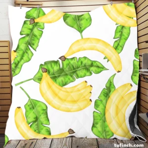 Bananas Banana Leaves Quilt Blanket