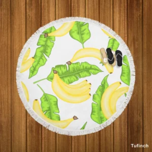 Bananas Banana Leaves Round Beach Towel