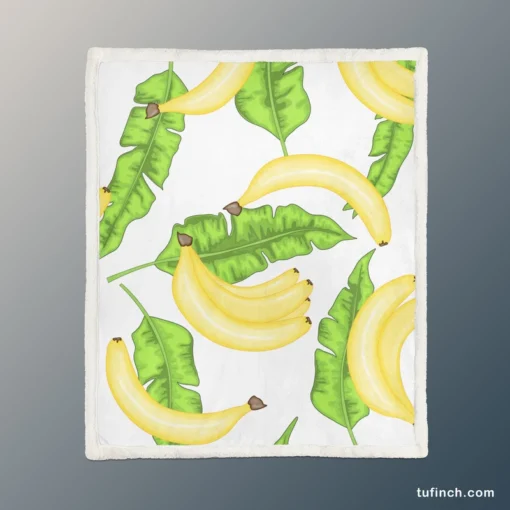 Bananas Banana Leaves Sherpa Fleece Blanket 1