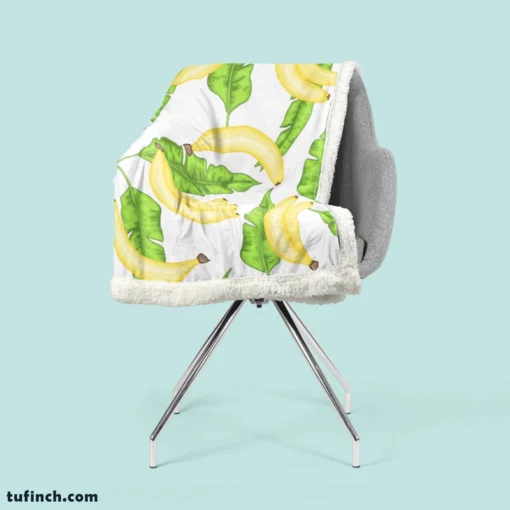 Bananas Banana Leaves Sherpa Fleece Blanket 2