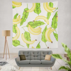 Bananas Banana Leaves Wall Tapestry