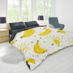 Bananas Pattern White Background Duvet Cover 1