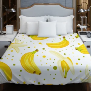 Bananas Pattern White Background Duvet Cover