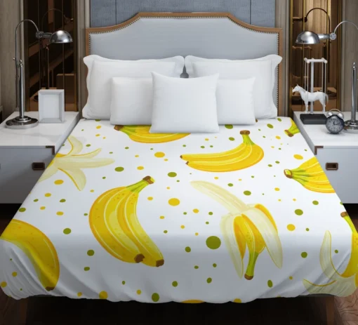 Bananas Pattern White Background Duvet Cover